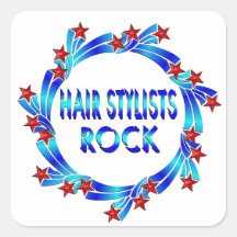 Hair Stylists Rock Red Stars Stickers