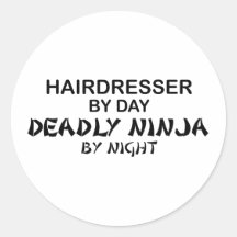 Hairdresser Deadly Ninja by Night Round Sticker