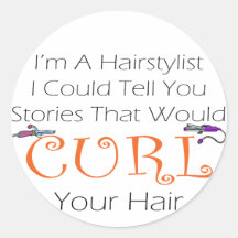 Hairstylist Curl Hair Round Sticker