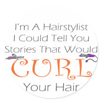 Hairstylist Curl Hair Round Sticker