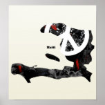 Haiti Trendy Peace Sign with Haitian map Posters