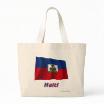 Haiti Waving Flag with Name Tote Bags