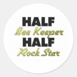 Half Bee Keeper Half Rock Star Round Stickers