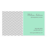 Half Chevron Pattern Grey and Mint Business Card Templates