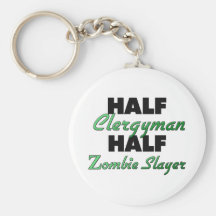 Half Clergyman Half Zombie Slayer Keychain