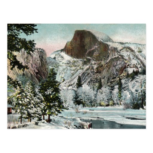 Half Dome, Yosemite in Winter Vintage Postcard