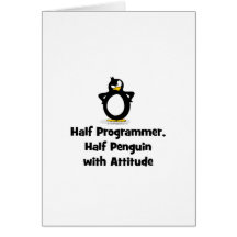 Half Programmer Half Penguin with Attitude Cards