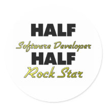 Half Software Developer Half Rock Star Stickers