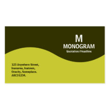 Half Wave Monogram - Banana Yellow with 333300 Business Cards