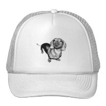 Halftone Black and White Photo Dachsund Doxie Hats