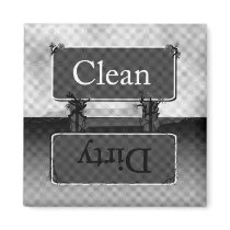 Halftone Grey Dirty Clean Dishwasher Magnet