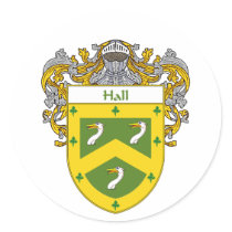 Hall Coat of Arms (Mantled) Round Sticker