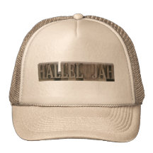 hallelujah in old metal type hat