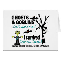 Halloween 1 Cervical Cancer Survivor Greeting Cards