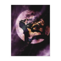 Halloween Bats Flying on a Full Moon Night Post Card