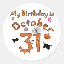 Halloween Birthday October 31st Round Sticker