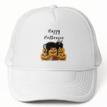 Halloween Black Cat and Pumpkins Mesh Hat