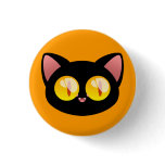 Halloween Black Cat Button