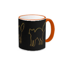 Halloween black cat silhouette mug