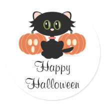 Halloween Black Cat Stickers Customizable stickers