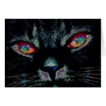 Halloween Black Cat with Fire Eyes Card