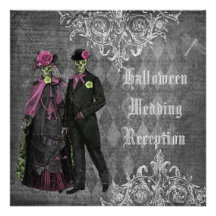 Halloween Bride & Groom Wedding Reception Only Personalized Invitation