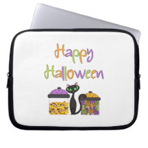 Halloween Candy Black Cat Laptop Sleeves