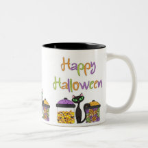 Halloween Candy Black Cat Mugs