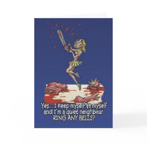 Halloween card Humour fun chainsaw woman