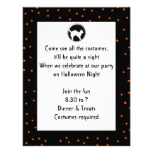 Halloween Cat on Black and Orange Polka Dot Custom Invites