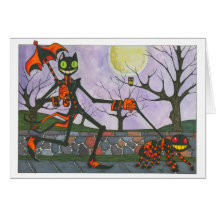 "Halloween Cat & Pocket" Blank Card