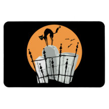 Halloween Cemetery Cat Rectangular Magnet