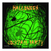 Halloween Cocktail Party Invitation Spider
