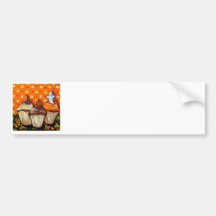 Halloween Cupcakes Orange Background Bumper Stickers