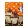 Halloween Cupcakes Orange Background Postcards