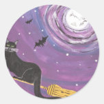Halloween Flying Black Cat Stickers