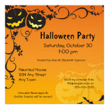 Halloween Frightening Pumpkin Invitations Square