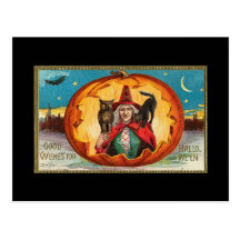 Halloween Good Wishes Witch Post Card