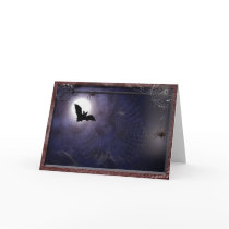 Halloween / Gothic full moon bat Template Greeting Card