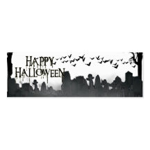 Halloween Graveyard Scene Silhouette Business Card Templates