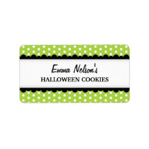 Halloween green polka dot pattern canning jar personalized address labels
