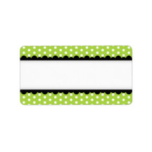 Halloween green polka dots black scalloped border personalized address labels