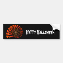Halloween Hairy Spider in Orange Ovals Tunnel Bumper Sticker
