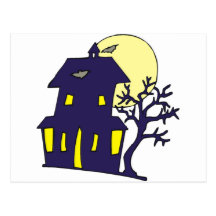 Halloween Haunted House Postcard