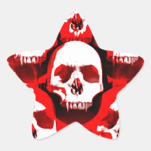 Halloween horror gothic fanged skulls star sticker