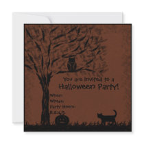 Halloween invite owl, cat & pumpkin