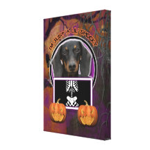 Halloween - Just a Lil Spooky - Doxie - Winston Stretched Canvas Print