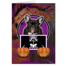Halloween - Just a Lil Spooky - Frenchie - Teal Greeting Card