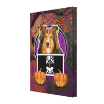 Halloween - Just a Lil Spooky - Sheltie Gallery Wrapped Canvas