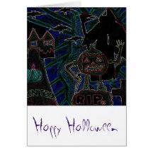 Halloween Kids Abstract Arts Greeting Cards